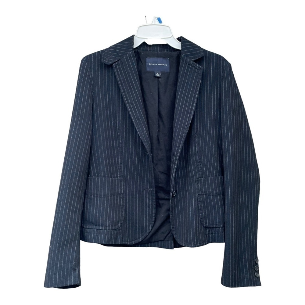 Banana Republic Wool Blend Two Button Blazer Pinstripe Blue Size 6
